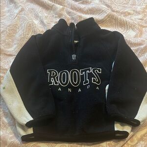 Roots Black and Cream Half-Zip Pullover